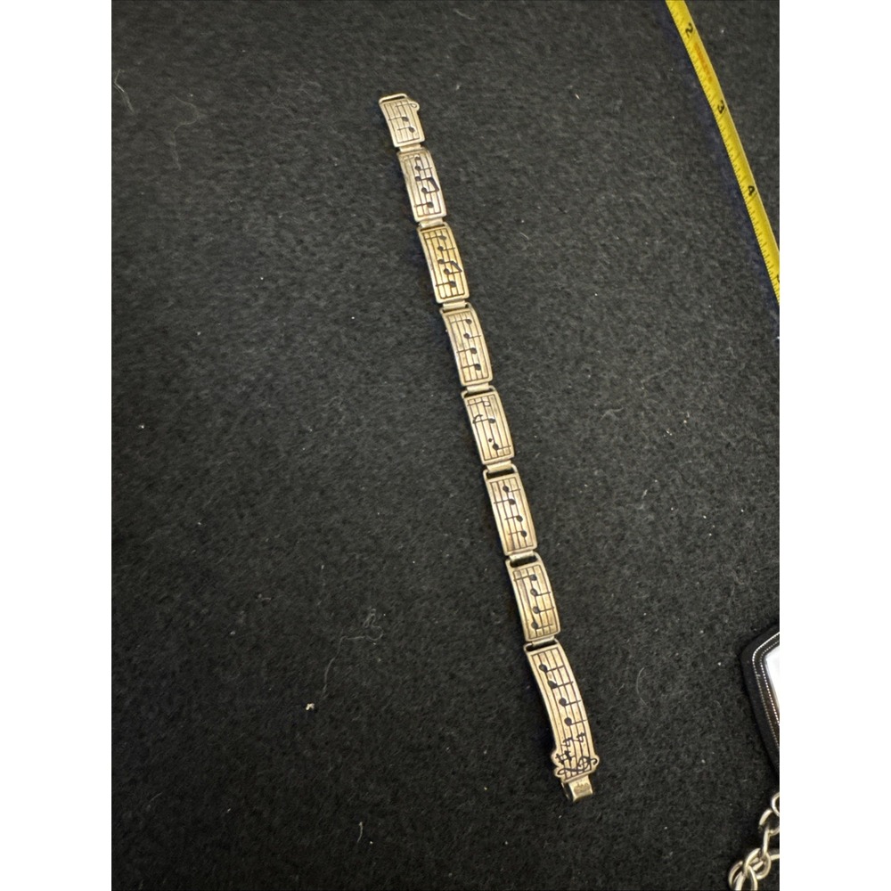 925 Sterling Silver Music Notes Beethoven's "Ode to Joy" Link Bracelet 6.5"